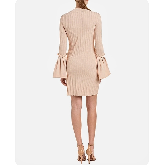 C/MEO Collective Revolve Ribbed Textured Knit 70s Bell Sleeve Cutout Mini Dress - Picture 12 of 12